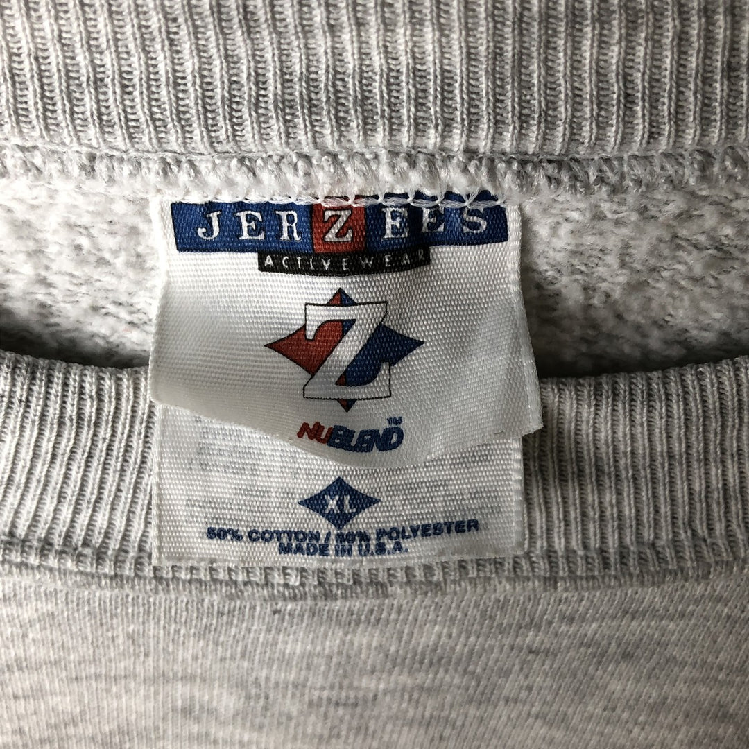 Vintage 90'S Jerseys Printed Triple Print College Sweatshirt, Made in USA, Men's XL cotton gray type Vintage Second Hand