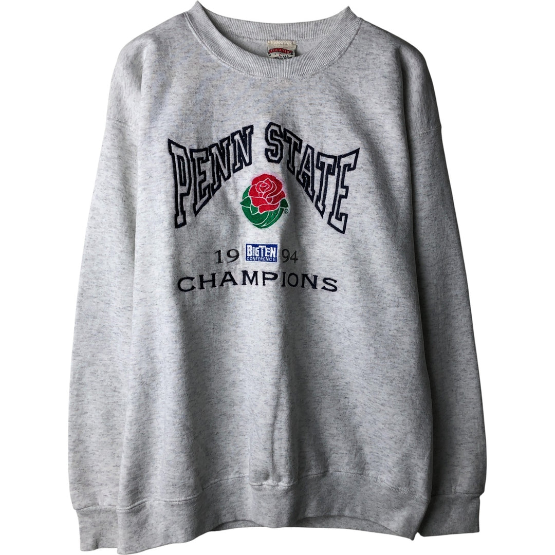 90'S Nutmeg Penn State University College Sweatshirt, Made in USA, Men's Size L, Vintage cotton gray type Vintage Second Hand
