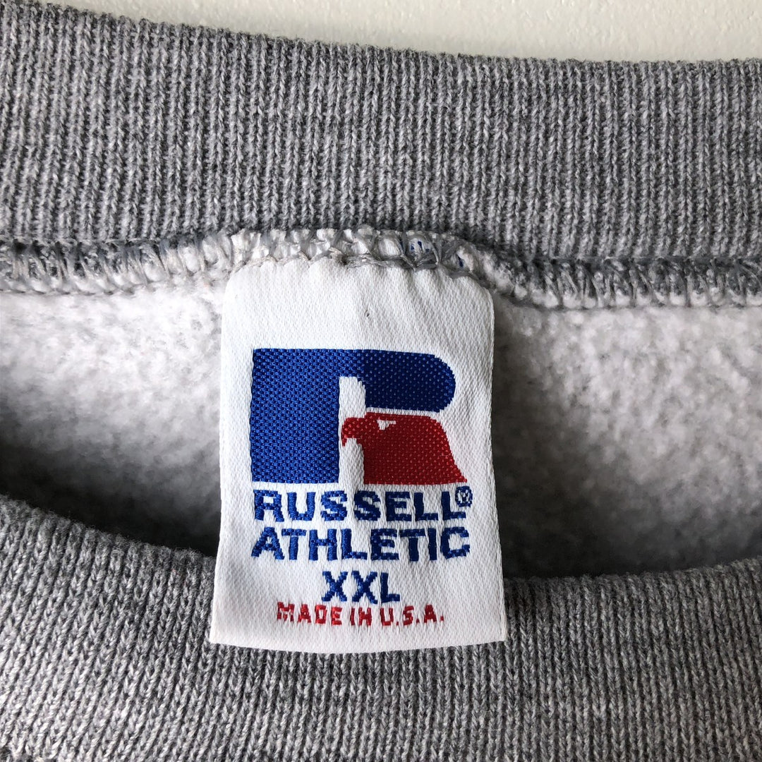 90'S Russell College Sweatshirt, Made in USA, Men's XXL, Vintage polyester gray type Vintage Second Hand