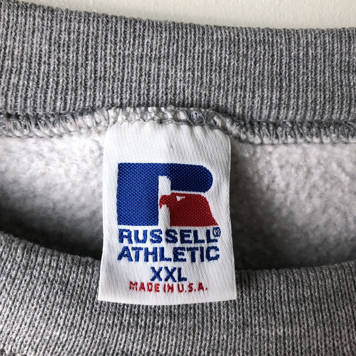 90'S Russell College Sweatshirt, Made in USA, Men's XXL, Vintage polyester gray type Vintage Second Hand