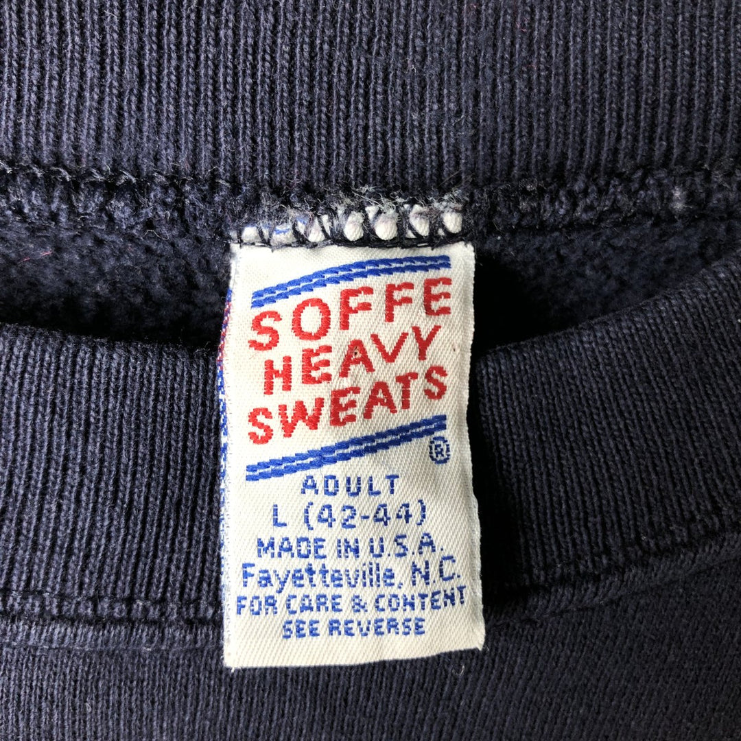 Vintage 90'S SOFFE triple print college sweatshirt, made in the USA, size L, men's polyester navy blue type Vintage Second Hand