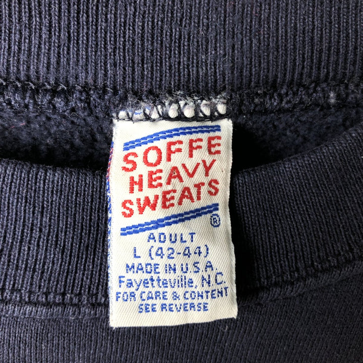 Vintage 90'S SOFFE triple print college sweatshirt, made in the USA, size L, men's polyester navy blue type Vintage Second Hand