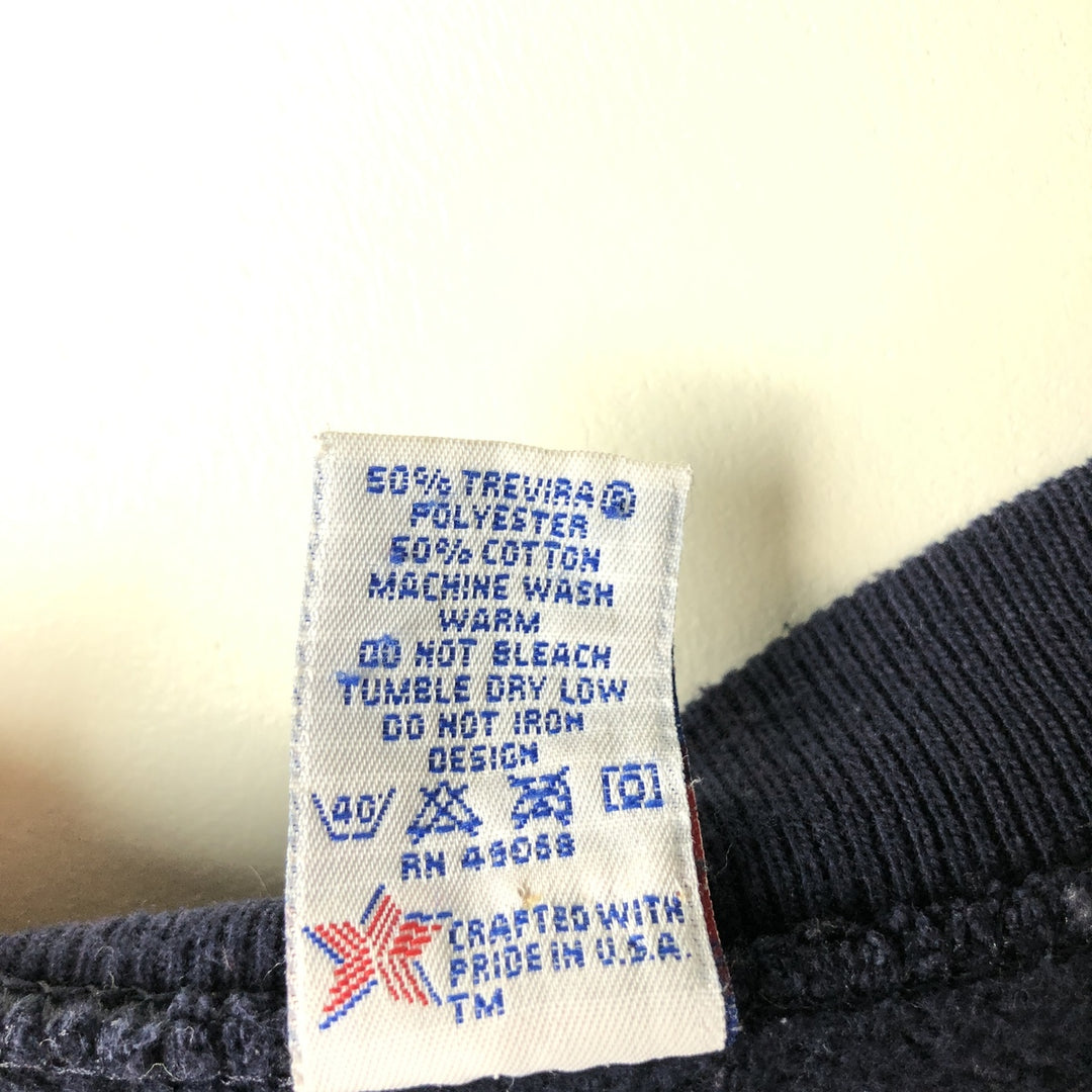 Vintage 90'S SOFFE triple print college sweatshirt, made in the USA, size L, men's polyester navy blue type Vintage Second Hand