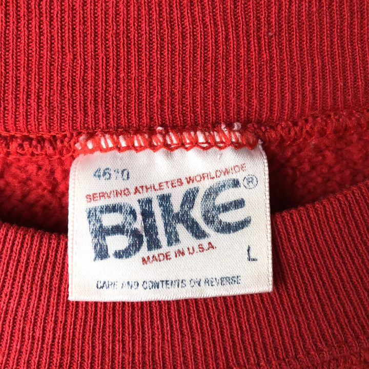 Vintage 90'S BIKE college sweatshirt, made in the USA, size L, men's polyester red type Vintage Second Hand