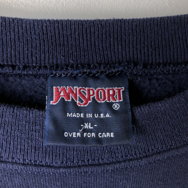 90'S Jansport College Sweatshirt, Made in USA, Men's XL, Vintage polyester navy blue type Vintage Second Hand