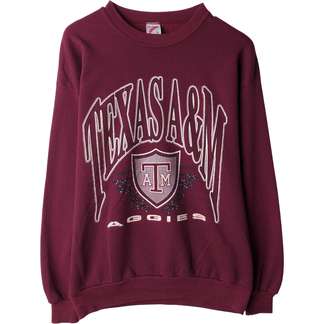 Vintage 80s-90'S Jerzees triple print college sweatshirt, made in the USA, men's size L cotton Red type red-purple Vintage Second Hand