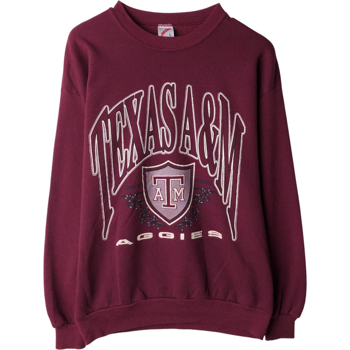 Vintage 80s-90'S Jerzees triple print college sweatshirt, made in the USA, men's size L cotton Red type red-purple Vintage Second Hand