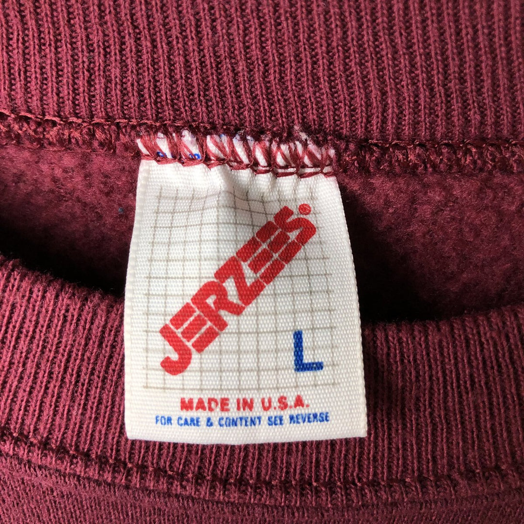 Vintage 80s-90'S Jerzees triple print college sweatshirt, made in the USA, men's size L cotton Red type red-purple Vintage Second Hand