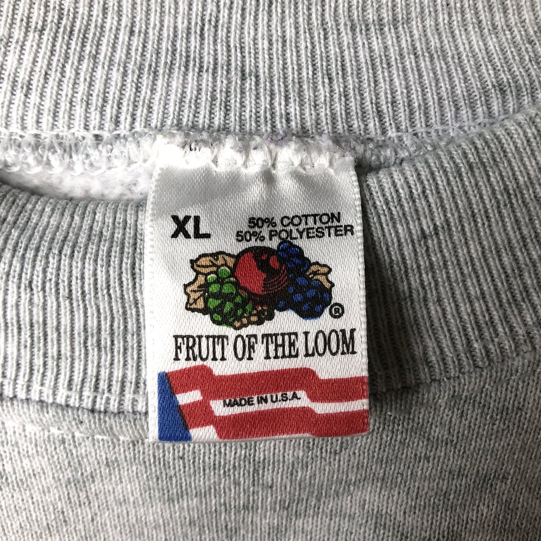 90'S Fruit of the Loom College Sweatshirt, Made in USA, Men's XL, Vintage cotton gray type Vintage Second Hand