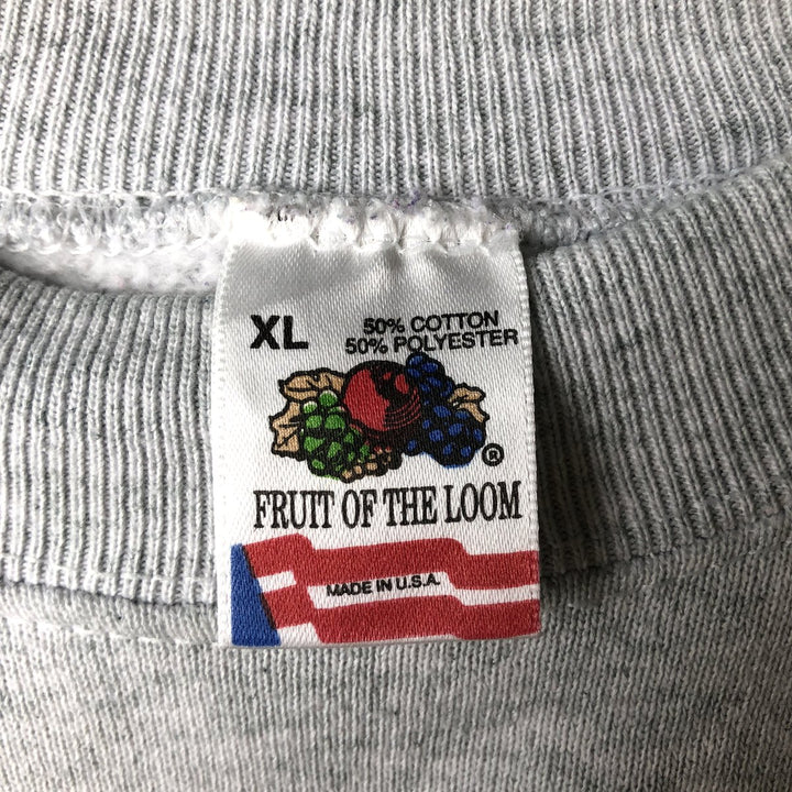 90'S Fruit of the Loom College Sweatshirt, Made in USA, Men's XL, Vintage cotton gray type Vintage Second Hand