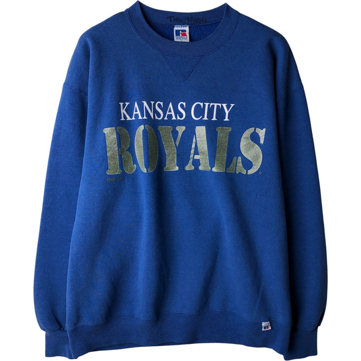 Vintage 1990'S Russell MLB Kansas City Royals sweatshirt, Made in USA, Men's Size Large cotton blue type Vintage Second Hand