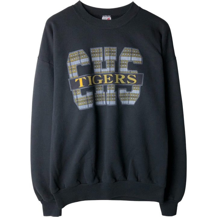 Vintage 80s-90'S Jerzees Check Pattern College Sweatshirt, Made in USA, Men's Size XL cotton black type Vintage Second Hand