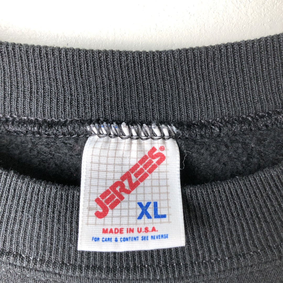 Vintage 80s-90'S Jerzees Check Pattern College Sweatshirt, Made in USA, Men's Size XL cotton black type Vintage Second Hand
