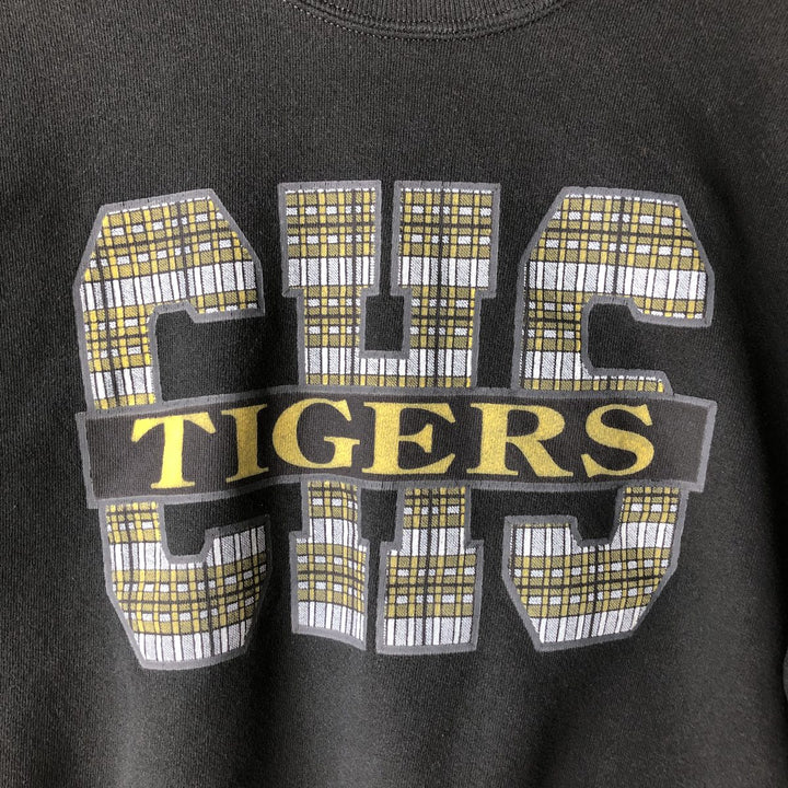 Vintage 80s-90'S Jerzees Check Pattern College Sweatshirt, Made in USA, Men's Size XL cotton black type Vintage Second Hand