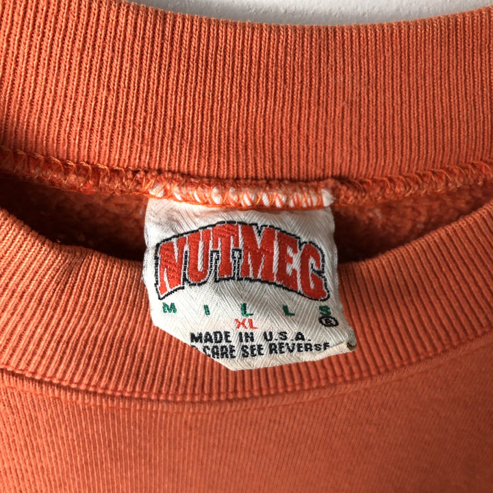 90'S Nutmeg NUTMEG College Sweatshirt, Made in USA, Men's Size XL, Vintage unclear orange type Vintage Second Hand