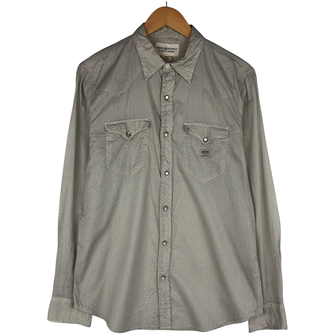 Ralph Lauren DENIM AND SUPPLY Denim and Supply all-over print long-sleeved western shirt, men's size M cotton Beige type Vintage Second Hand
