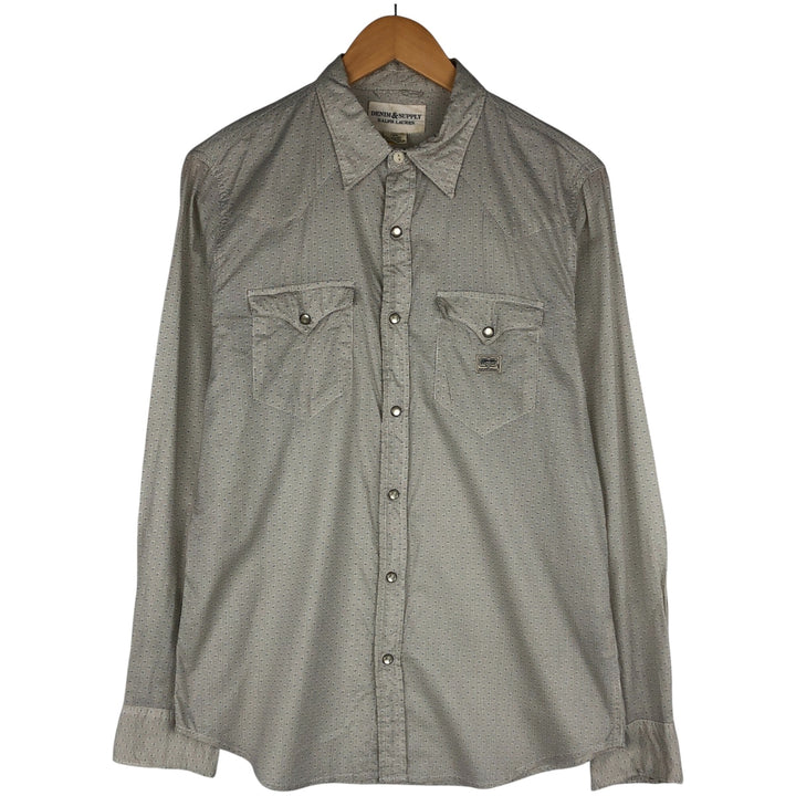 Ralph Lauren DENIM AND SUPPLY Denim and Supply all-over print long-sleeved western shirt, men's size M cotton Beige type Vintage Second Hand