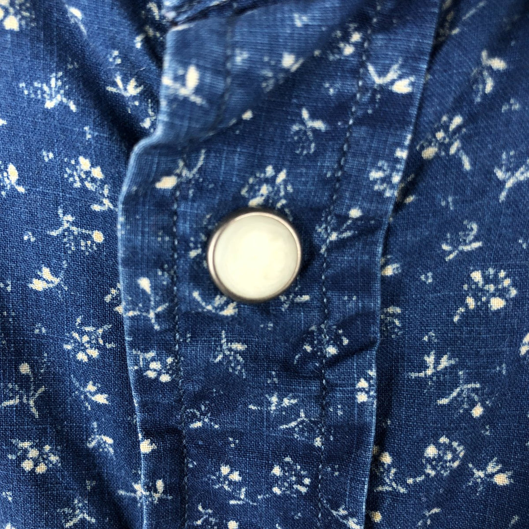 Ralph Lauren POLO RALPH LAUREN all-over print long-sleeved western shirt, men's size M cotton Navy blue Vintage Second Hand