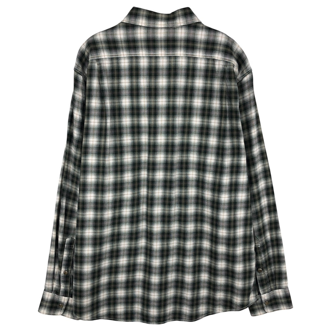 Eddie Bauer Classic Fit Ombre Check Long Sleeve Western Shirt, Men's Size L cotton white type Vintage Second Hand