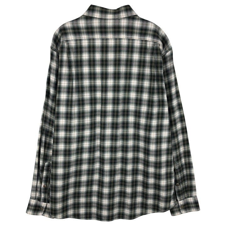 Eddie Bauer Classic Fit Ombre Check Long Sleeve Western Shirt, Men's Size L cotton white type Vintage Second Hand