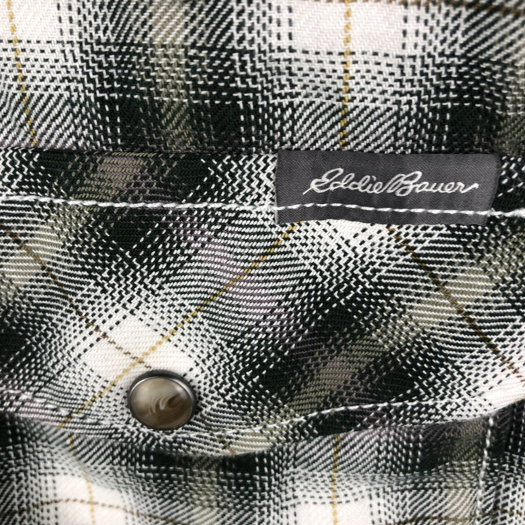 Eddie Bauer Classic Fit Ombre Check Long Sleeve Western Shirt, Men's Size L cotton white type Vintage Second Hand