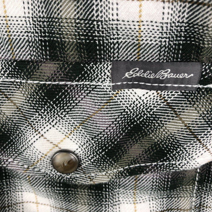 Eddie Bauer Classic Fit Ombre Check Long Sleeve Western Shirt, Men's Size L cotton white type Vintage Second Hand