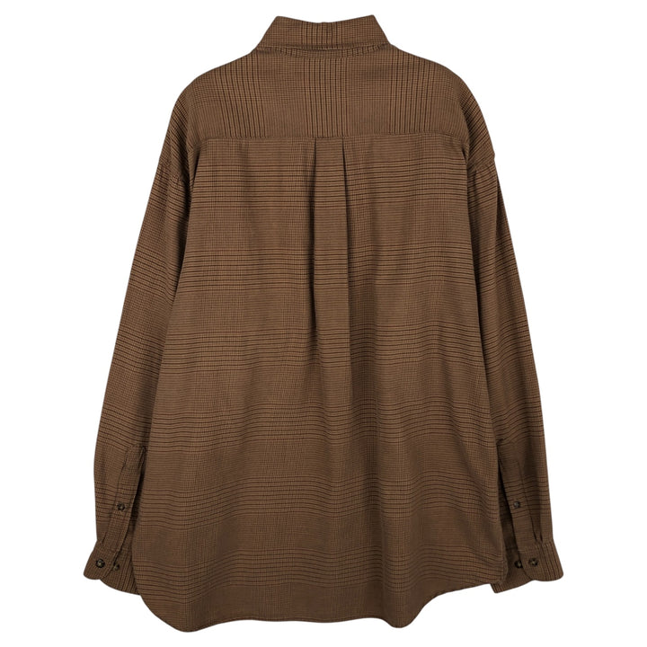 2000'S Banana Republic long-sleeved button-down check shirt, men's size M cotton beige type brown Vintage Second Hand
