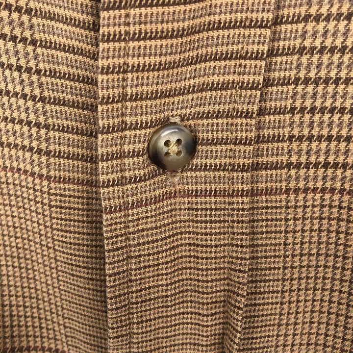 2000'S Banana Republic long-sleeved button-down check shirt, men's size M cotton beige type brown Vintage Second Hand