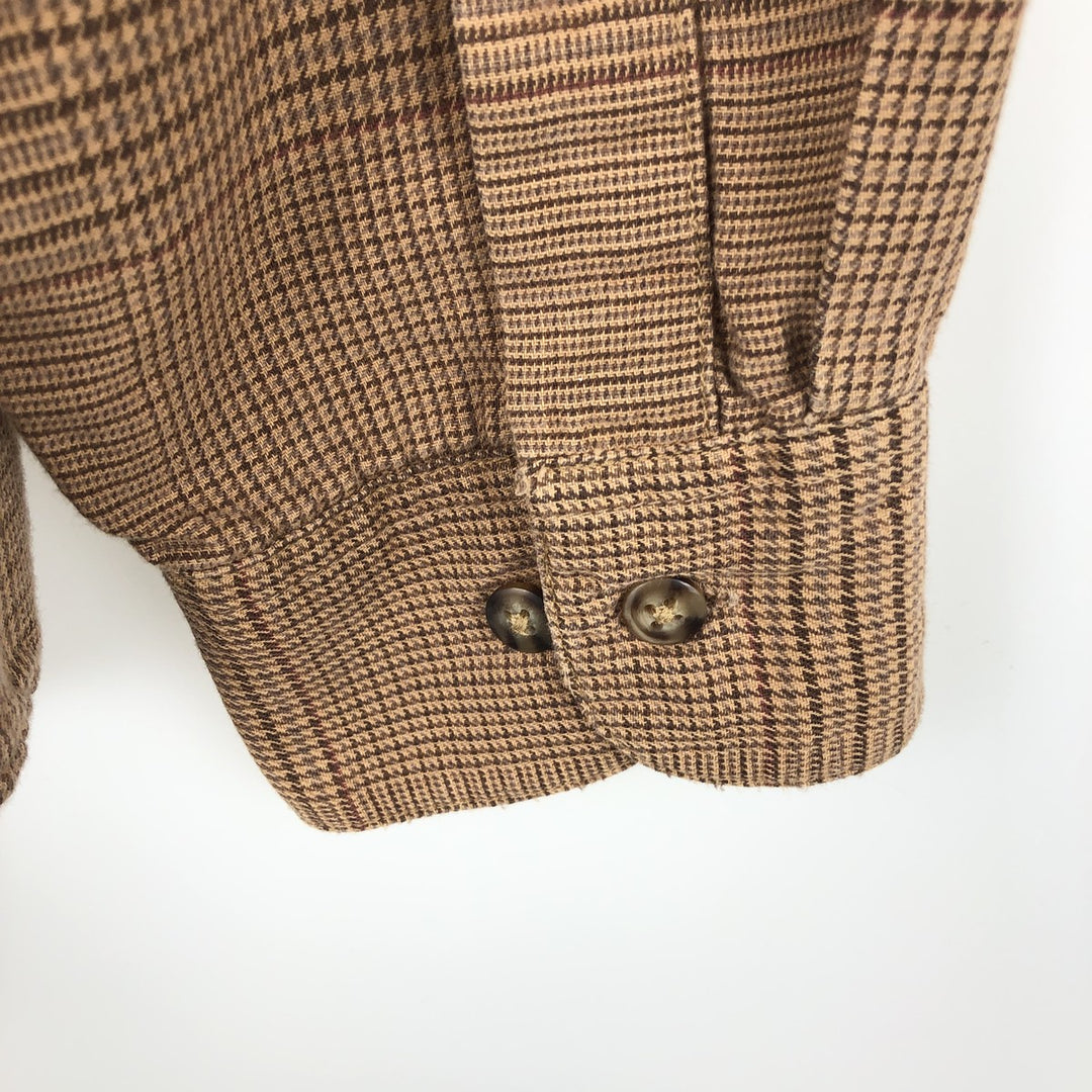 2000'S Banana Republic long-sleeved button-down check shirt, men's size M cotton beige type brown Vintage Second Hand