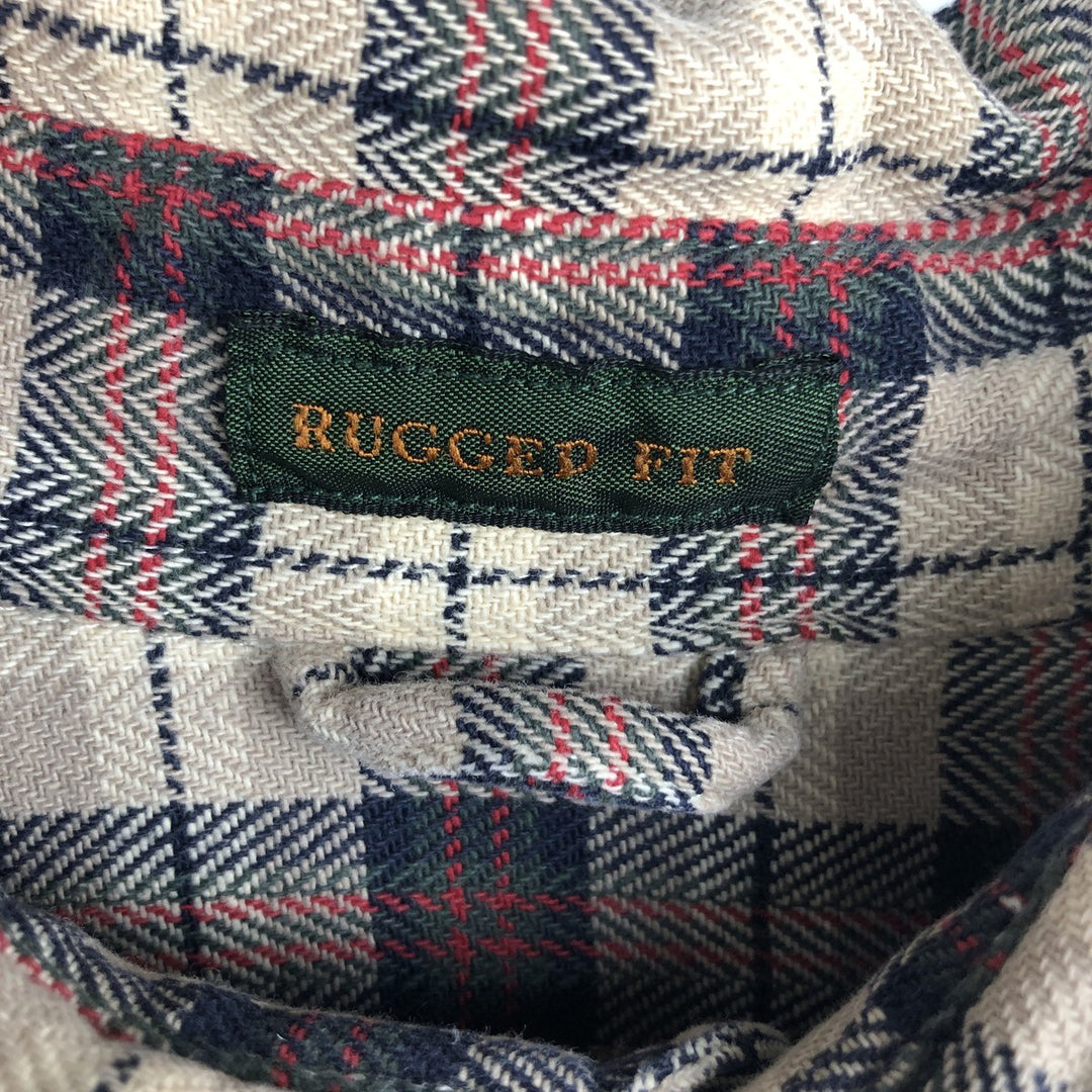 90s-00'S Timberland Rugged Fit Long Sleeve Cotton Check Shirt, Men's Size XL cotton Beige type Vintage Second Hand