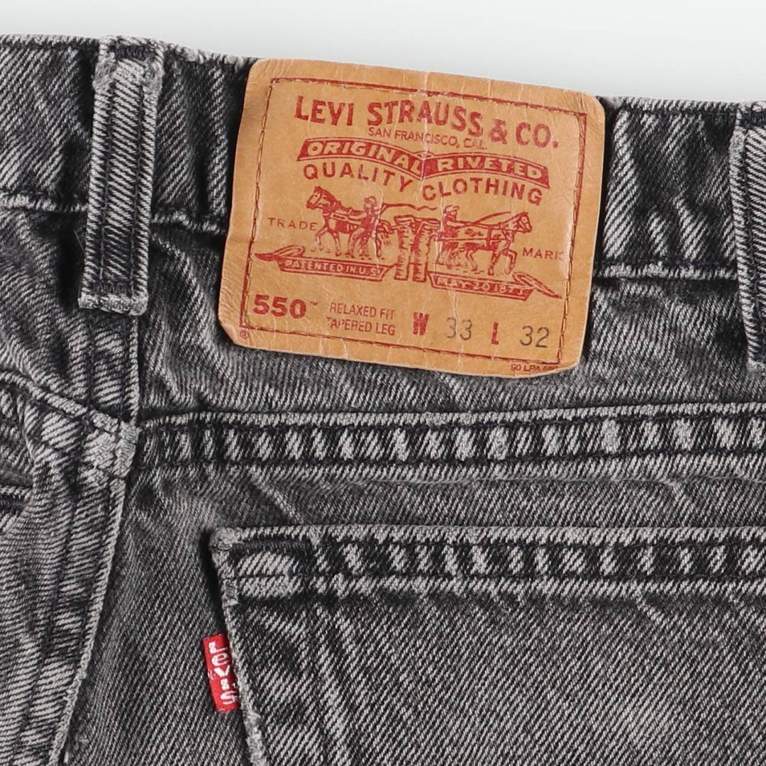 90s-00'S Vintage Levi's 550 Relaxed Fit Tapered Leg Black Denim Pants, Men's Size W31 unclear black type Vintage Second Hand