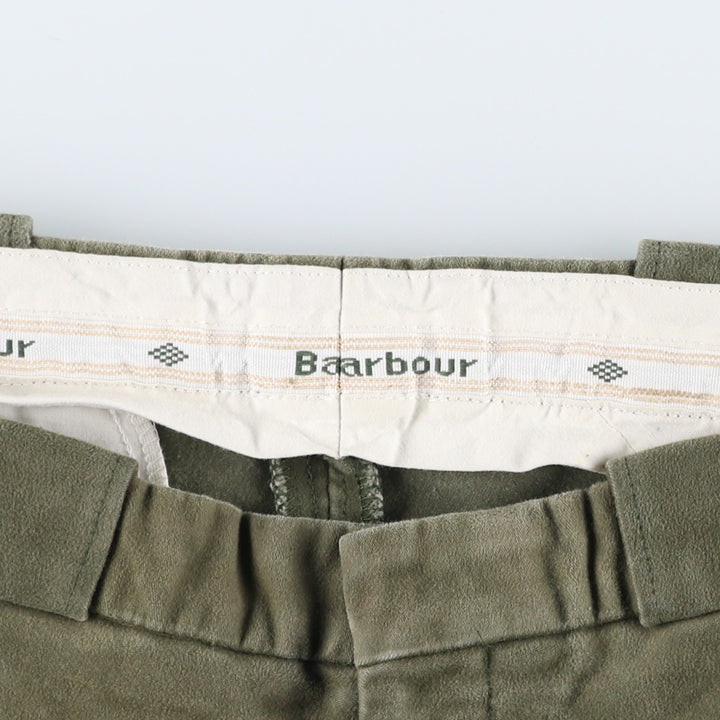 Vintage 80s-90'S Barbour 3 Warrant Moleskin Cotton Pants, Made in the UK, Men's Size W32 cotton Khaki type sage green Vintage Second Hand