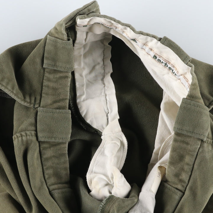 Vintage 80s-90'S Barbour 3 Warrant Moleskin Cotton Pants, Made in the UK, Men's Size W32 cotton Khaki type sage green Vintage Second Hand