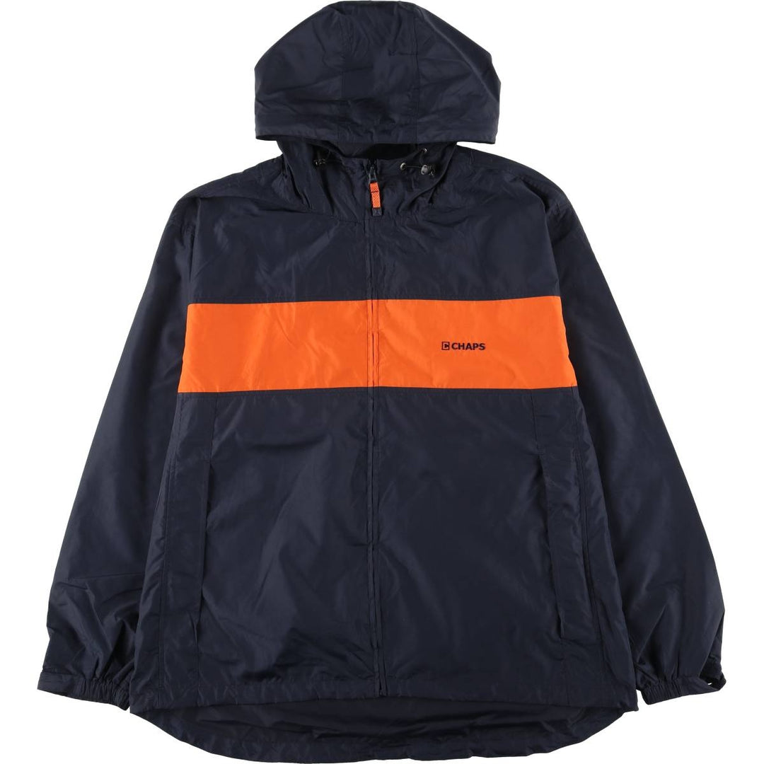CHAPS Hooded Windbreaker, Men's Size L polyester navy blue type Vintage Second Hand