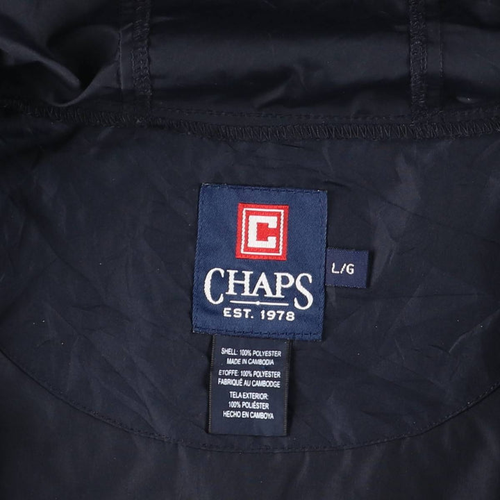 CHAPS Hooded Windbreaker, Men's Size L polyester navy blue type Vintage Second Hand