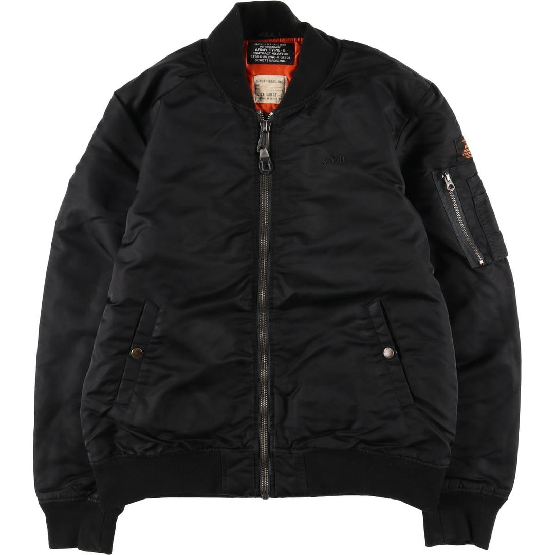 Civilian Schott Type-U Padded Military Flight Jacket, Men's Size L Nylon black type Vintage Second Hand