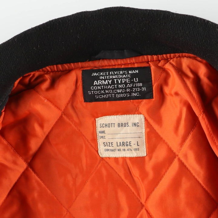 Civilian Schott Type-U Padded Military Flight Jacket, Men's Size L Nylon black type Vintage Second Hand