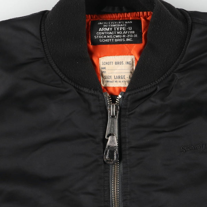 Civilian Schott Type-U Padded Military Flight Jacket, Men's Size L Nylon black type Vintage Second Hand