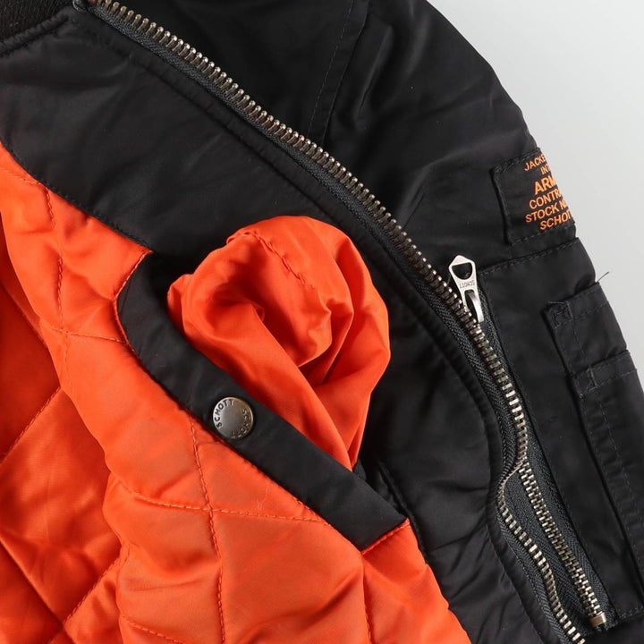 Civilian Schott Type-U Padded Military Flight Jacket, Men's Size L Nylon black type Vintage Second Hand