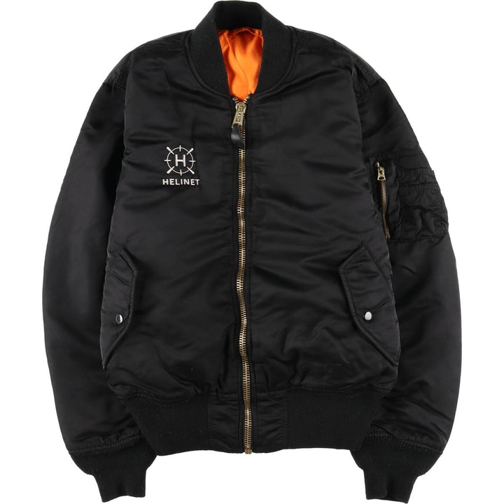 Civilian Alpha MA-1 style padded military flight jacket, men's size M Nylon black type Vintage Second Hand
