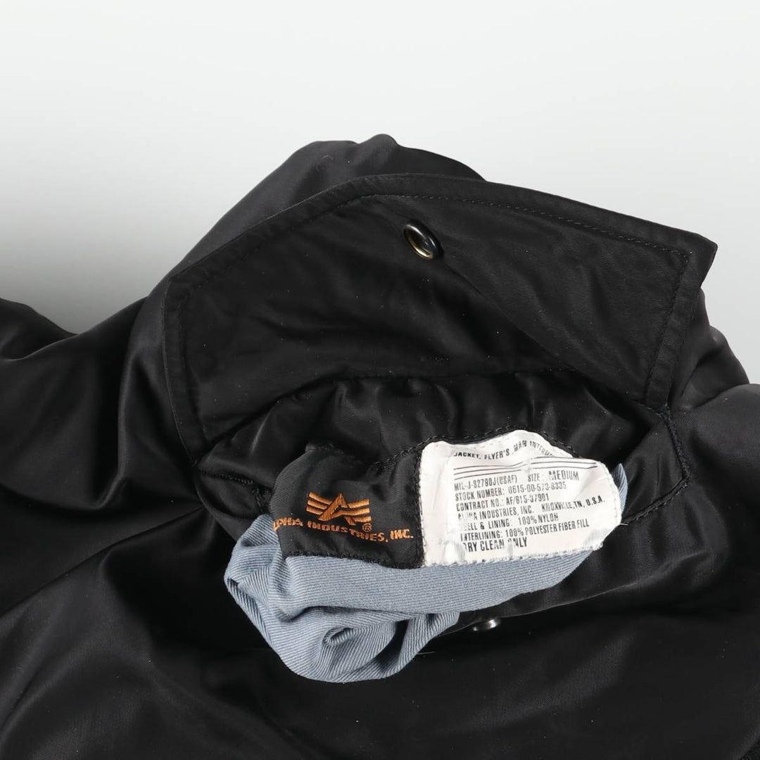 Civilian Alpha MA-1 style padded military flight jacket, men's size M Nylon black type Vintage Second Hand