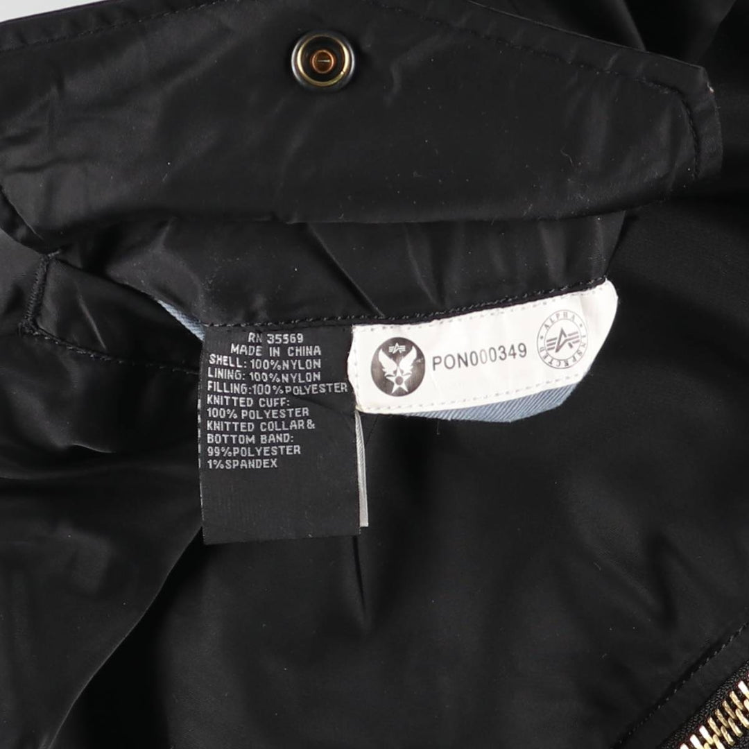 Civilian Alpha MA-1 style padded military flight jacket, men's size M Nylon black type Vintage Second Hand