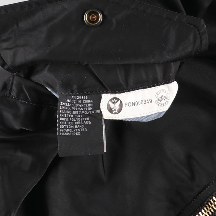 Civilian Alpha MA-1 style padded military flight jacket, men's size M Nylon black type Vintage Second Hand