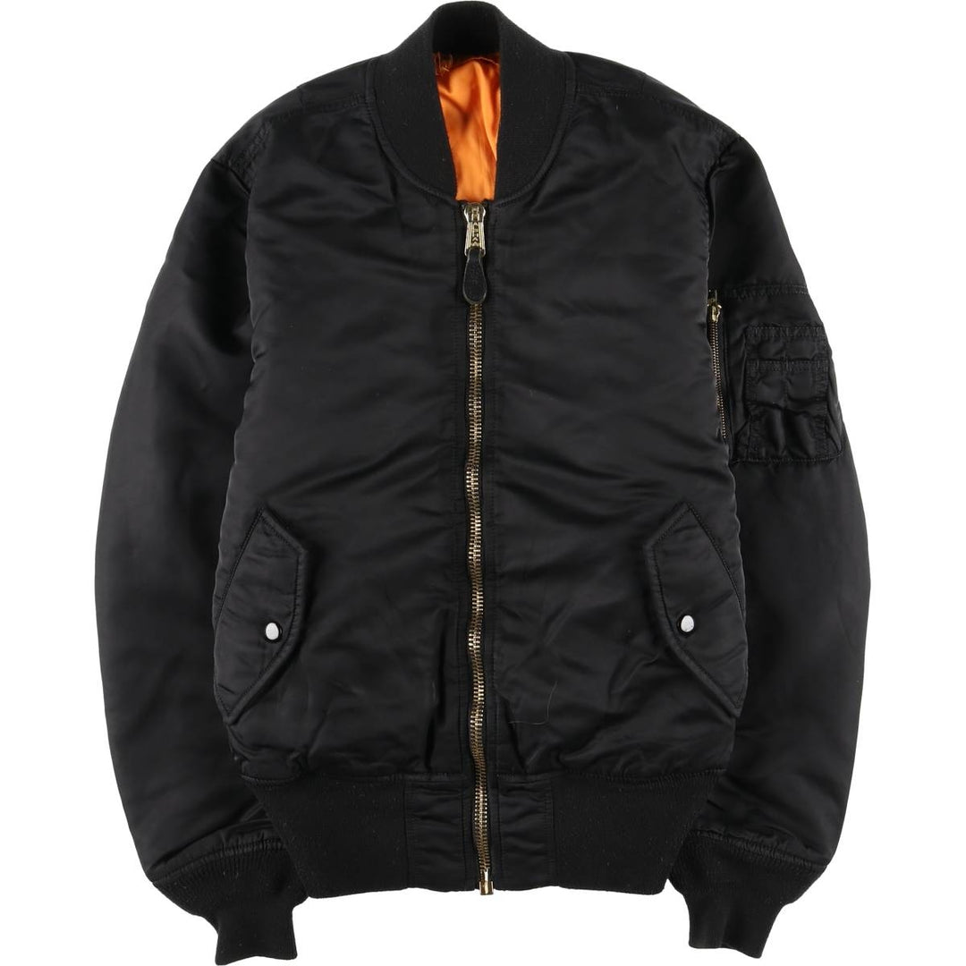 Civilian Alpha MA-1 style padded military flight jacket, men's size small Nylon black type Vintage Second Hand