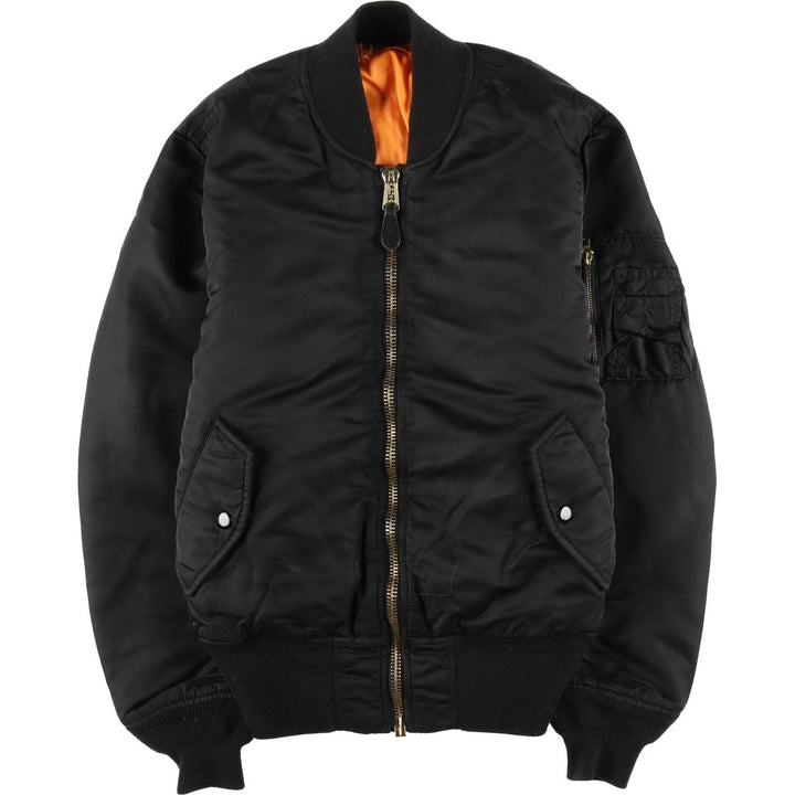 Civilian Alpha MA-1 style padded military flight jacket, men's size small Nylon black type Vintage Second Hand