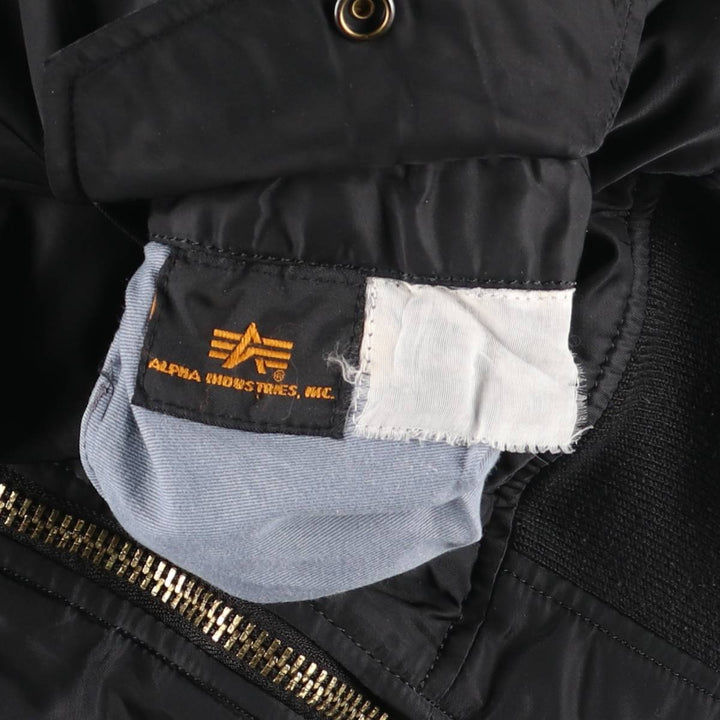 Civilian Alpha MA-1 style padded military flight jacket, men's size small Nylon black type Vintage Second Hand