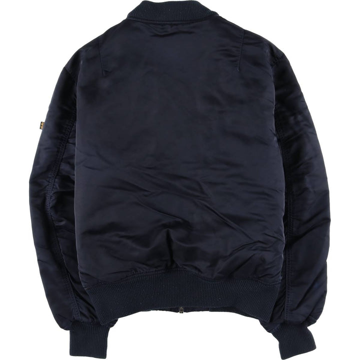 Civilian Alpha MA-1 style padded military flight jacket, men's size L Nylon navy blue type Vintage Second Hand