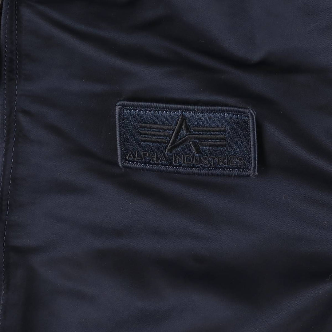 Civilian Alpha MA-1 style padded military flight jacket, men's size L Nylon navy blue type Vintage Second Hand