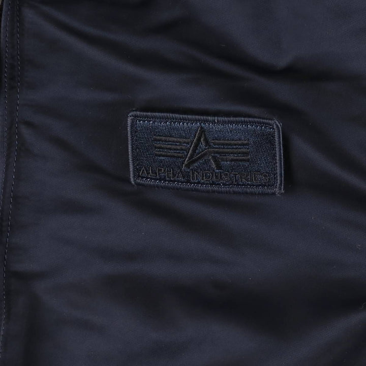 Civilian Alpha MA-1 style padded military flight jacket, men's size L Nylon navy blue type Vintage Second Hand