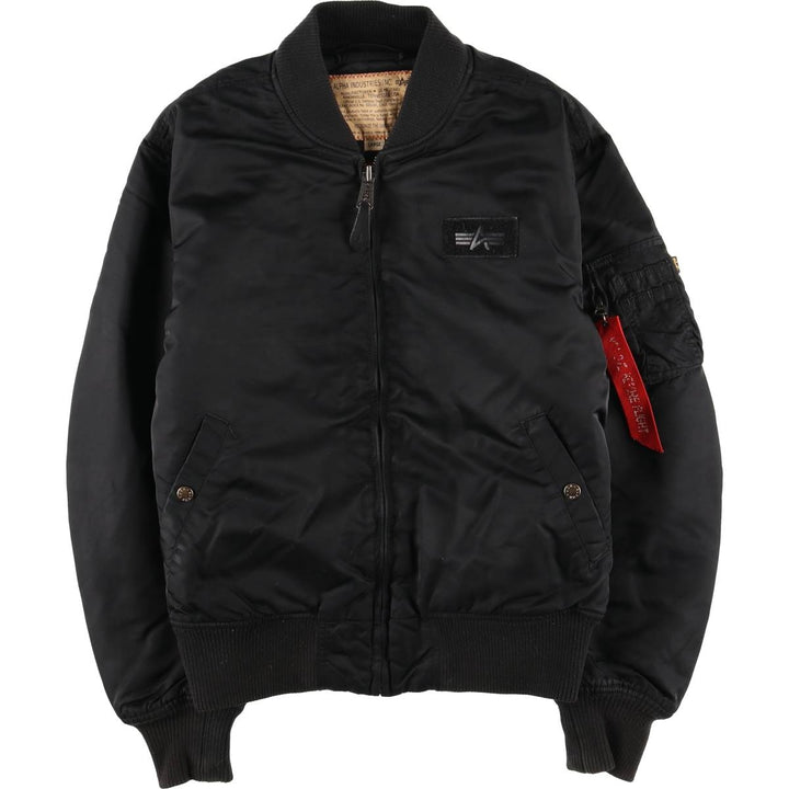 Civilian Alpha MA-1 style padded military flight jacket, men's size L Nylon black type Vintage Second Hand